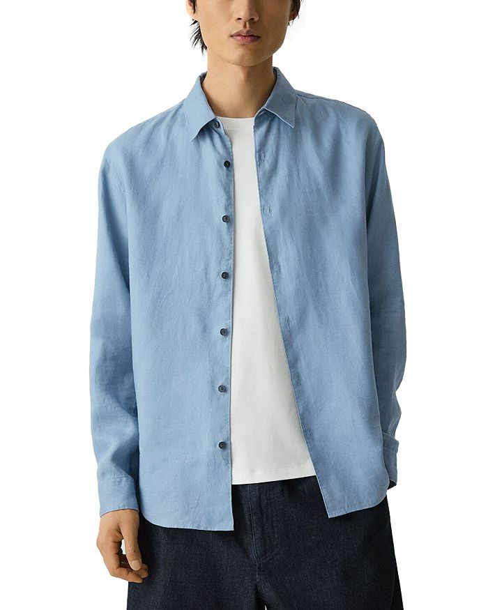 Рубашка Irving из льна свободного кроя Theory, синий 
Рубашка Irving из льна свободного кроя Theory, синий