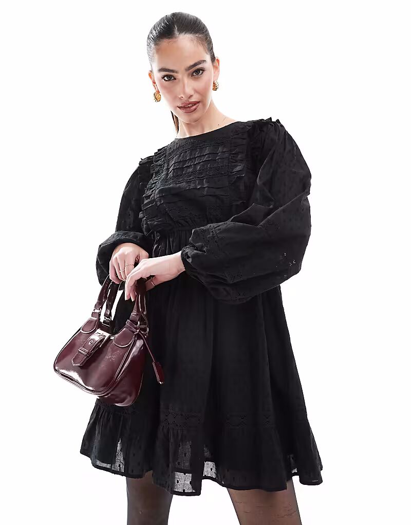 Мини-платье Miss Selfridge с длинными рукавами и защипами, черное
Мини-платье Miss Selfridge с длинными рукавами и защипами, черное