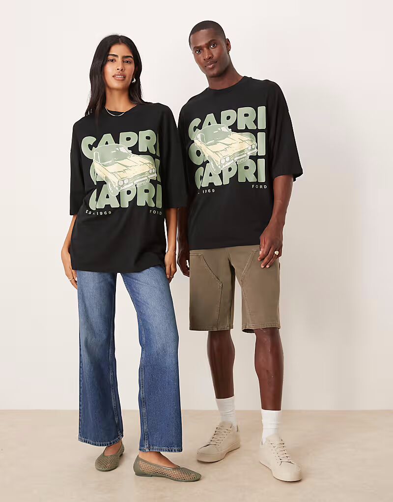 Футболка унисекс свободного покроя ASOS DESIGN черного цвета с принтом Ford 
Футболка унисекс свободного покроя ASOS DESIGN черного цвета с принтом Ford