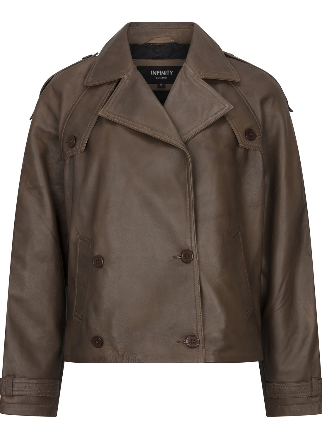 Укороченная кожаная куртка-тренчкот TruClothing, коричневый 
Укороченная кожаная куртка-тренчкот TruClothing, коричневый