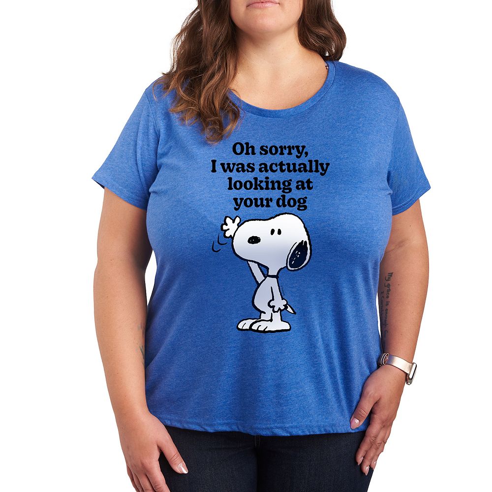 Футболка с рисунком Plus Peanuts Snoopy Looking at Your Dog Licensed Character, цвет Heather Royal Blue 
Футболка с рисунком Plus Peanuts Snoopy Looking at Your Dog Licensed Character, цвет Heather Royal Blue