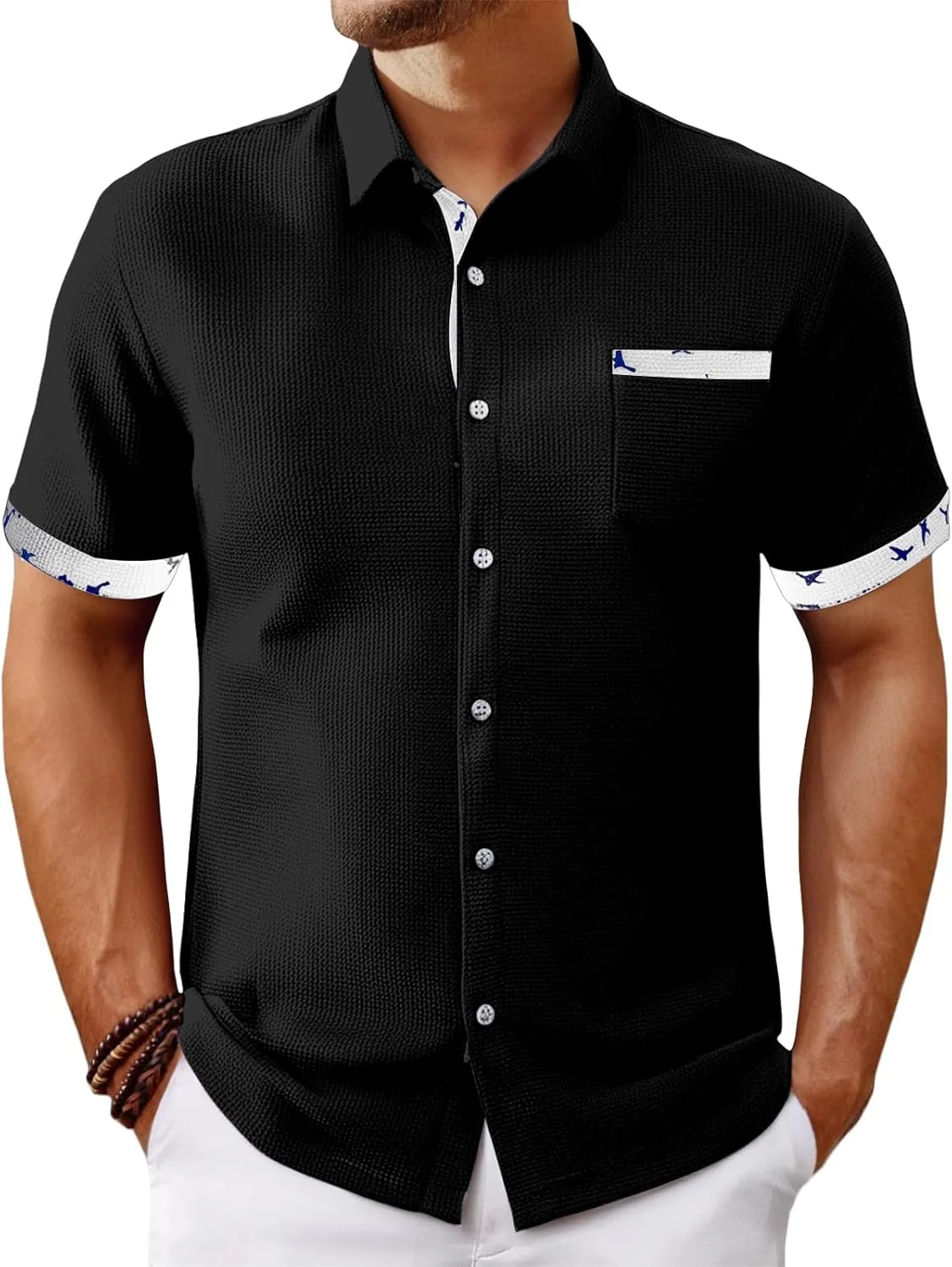 Мужская рубашка с коротким рукавом и бантовым воротником Thatrich
Мужская рубашка с коротким рукавом и бантовым воротником Thatrich