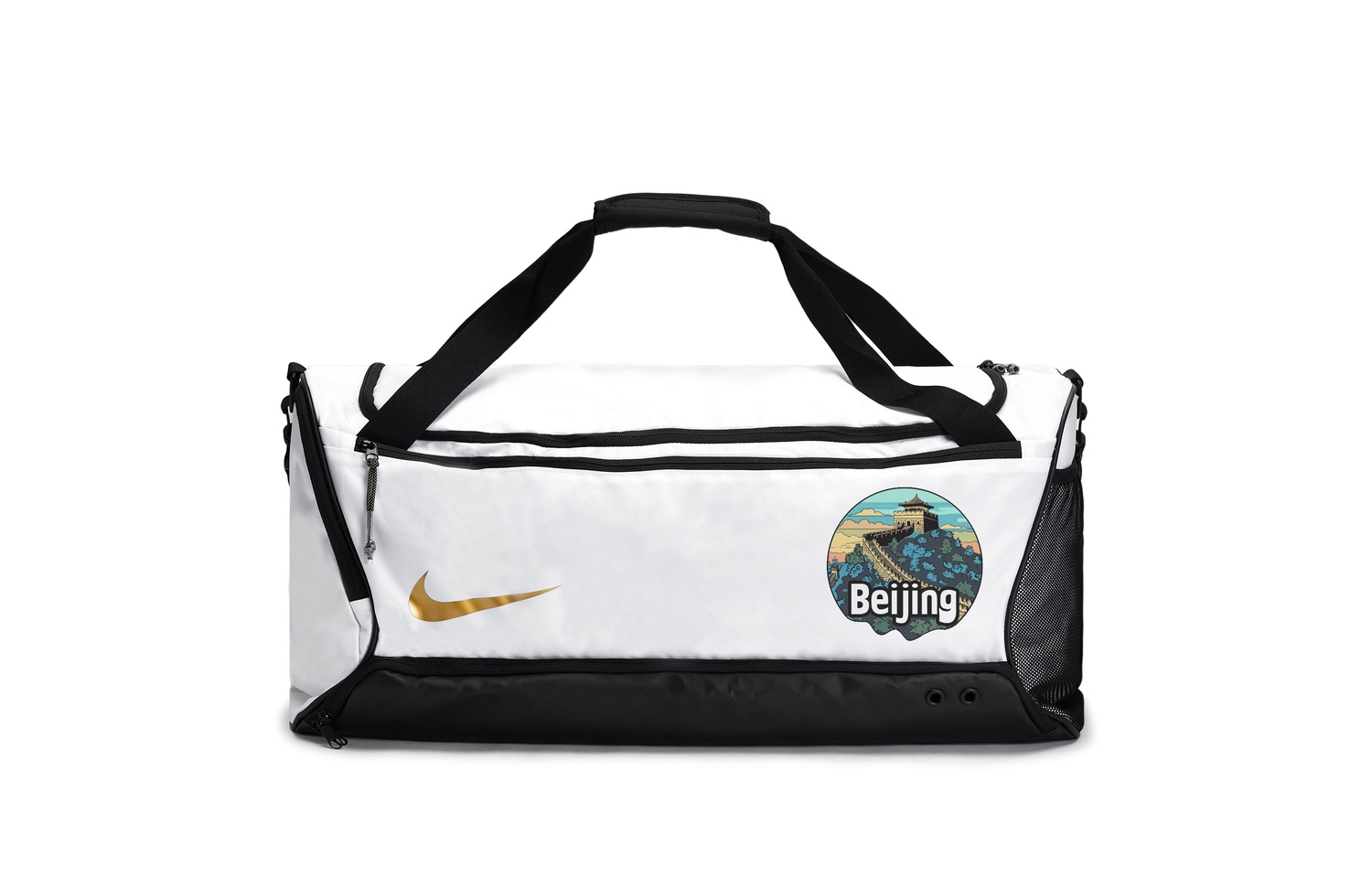 Nike Тканевая дорожная сумка спортивная сумка для трубы унисекс черная белая, Beijing Journey
Nike Тканевая дорожная сумка спортивная сумка для трубы унисекс черная белая, Beijing Journey