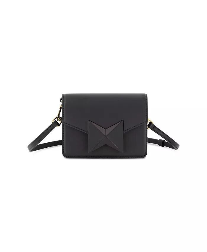 Миниатюрная кожаная сумка через плечо с золотым ремешком Mac Duggal, черный 
Миниатюрная кожаная сумка через плечо с золотым ремешком Mac Duggal, черный