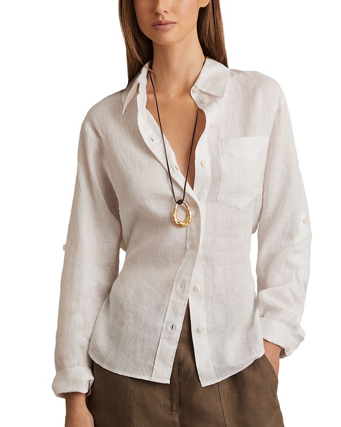 Облегающая льняная рубашка Leora REISS, белый
Облегающая льняная рубашка Leora REISS, белый