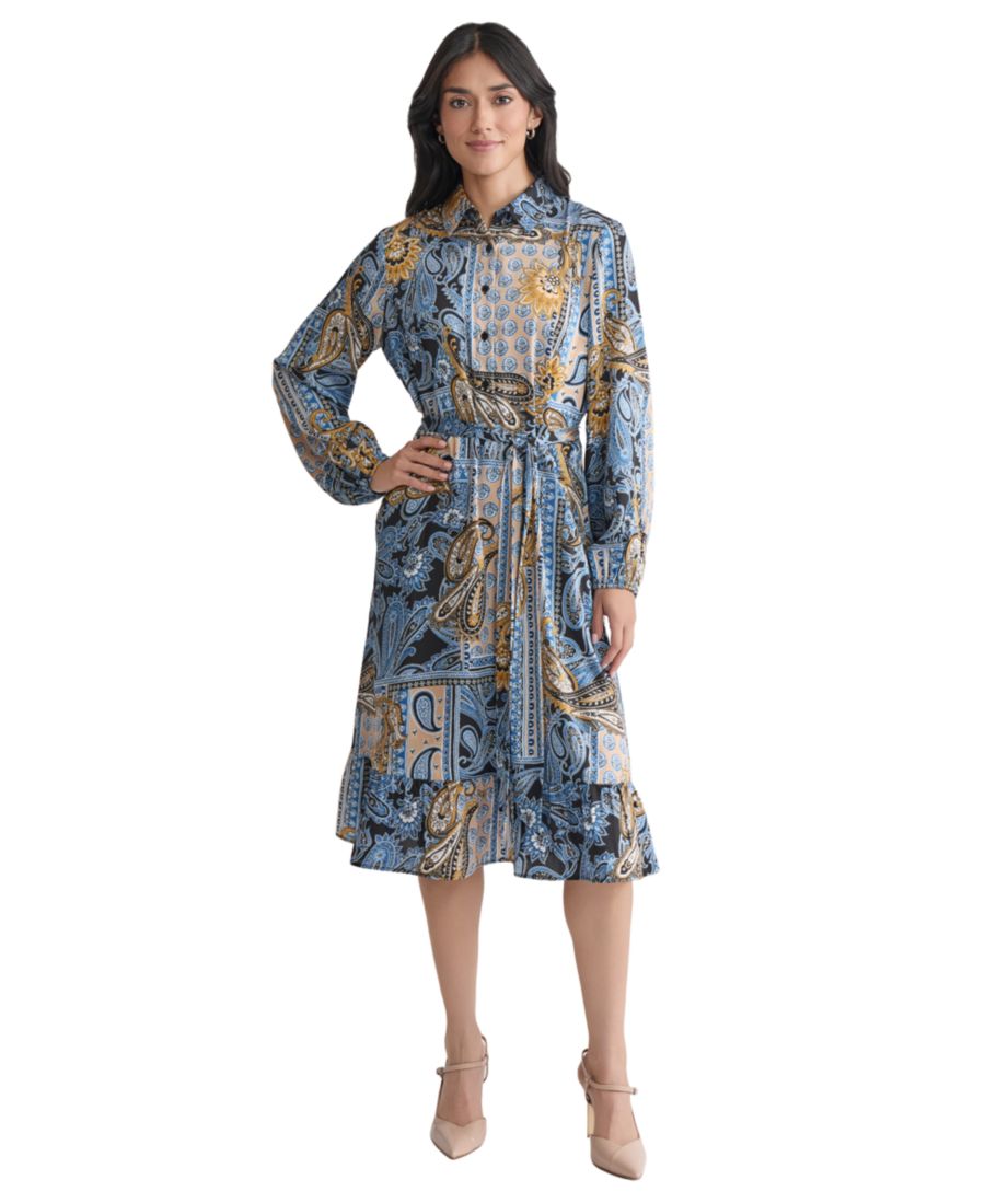 Женское платье-рубашка с воротником и узором пейсли, с поясом на талии Jones New York, Blue Lagoon Multi
Женское платье-рубашка с воротником и узором пейсли, с поясом на талии Jones New York, Blue Lagoon Multi