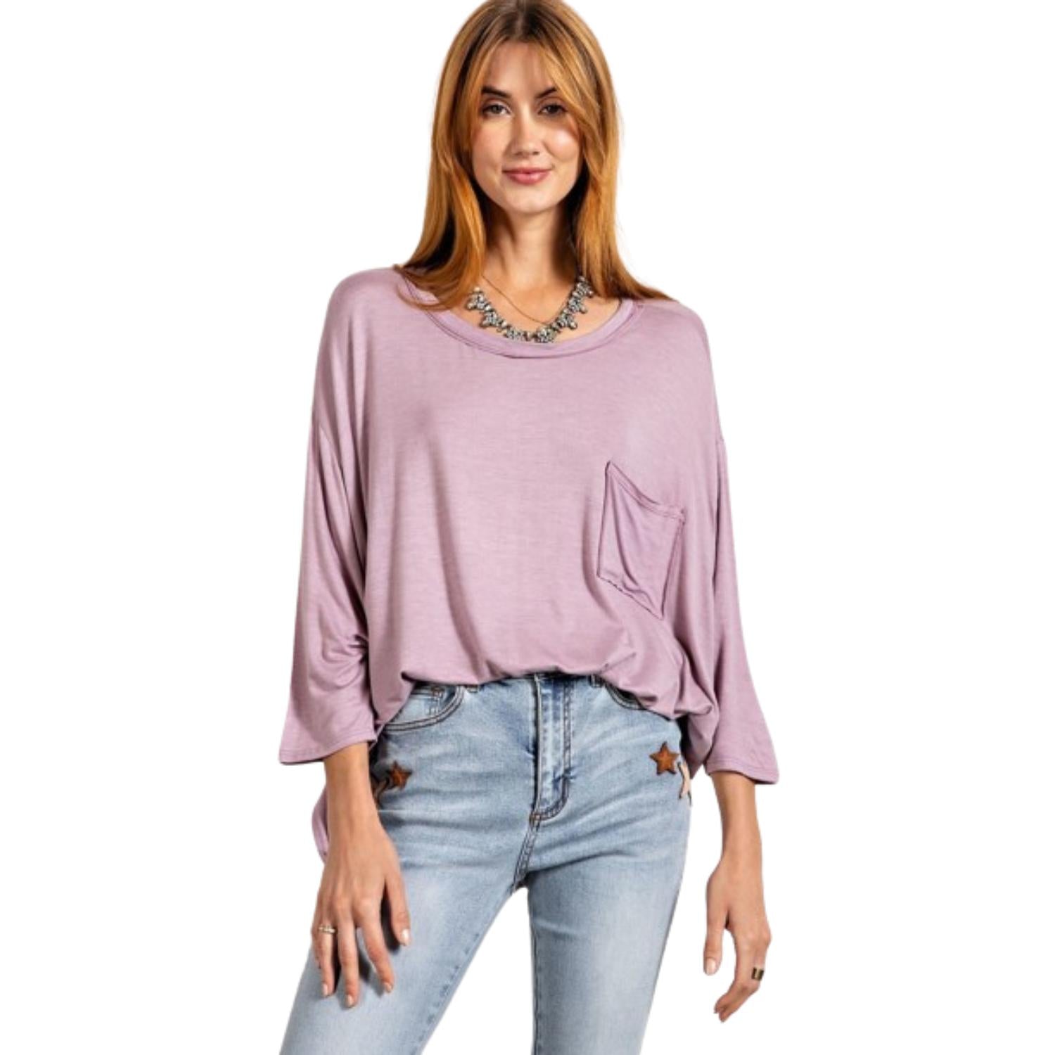 Круглый вырез горловины, рукава 3/4, топ из выстиранного хлопка FASHNZFAB, цвет dusty lavender
Круглый вырез горловины, рукава 3/4, топ из выстиранного хлопка FASHNZFAB, цвет dusty lavender