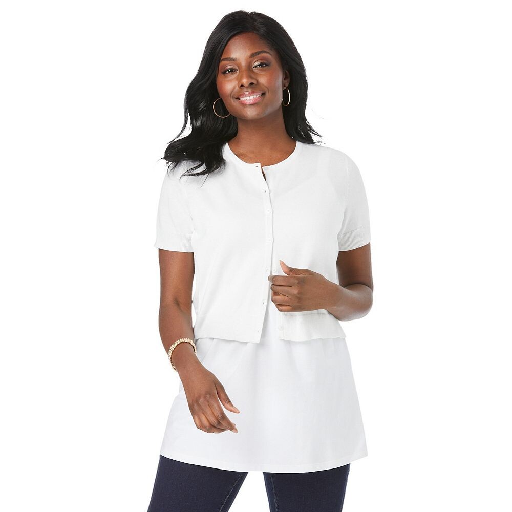 Jessica London Женское плечо больших размеров с украшением на шею, белый