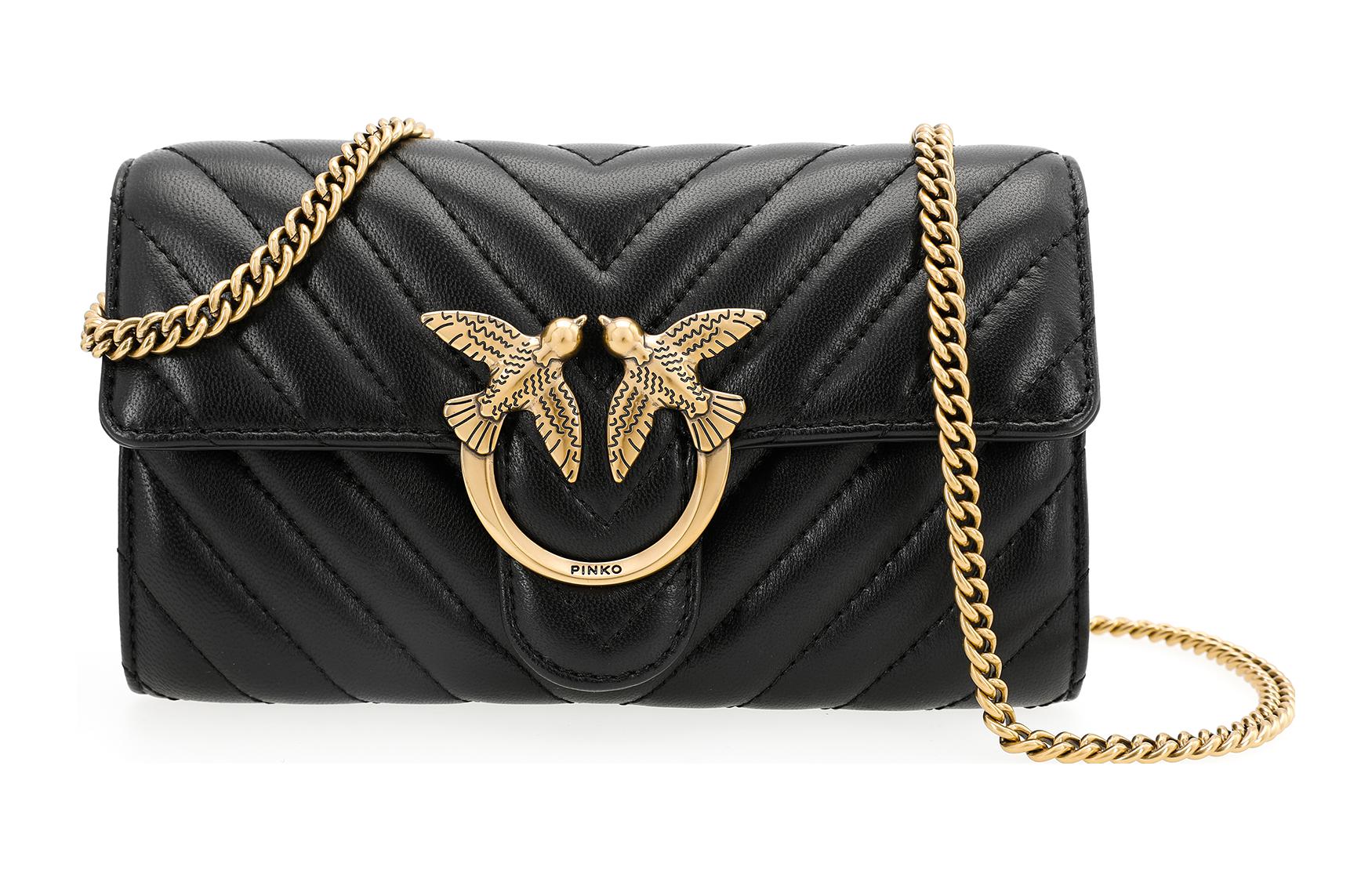 PINKO Кожаная сумка через плечо, женская черная
PINKO Кожаная сумка через плечо, женская черная