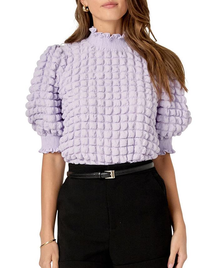 Женская блузка с фактурной отделкой и воротником-стойкой, короткий рукав English Factory, фиолетовый
Женская блузка с фактурной отделкой и воротником-стойкой, короткий рукав English Factory, фиолетовый