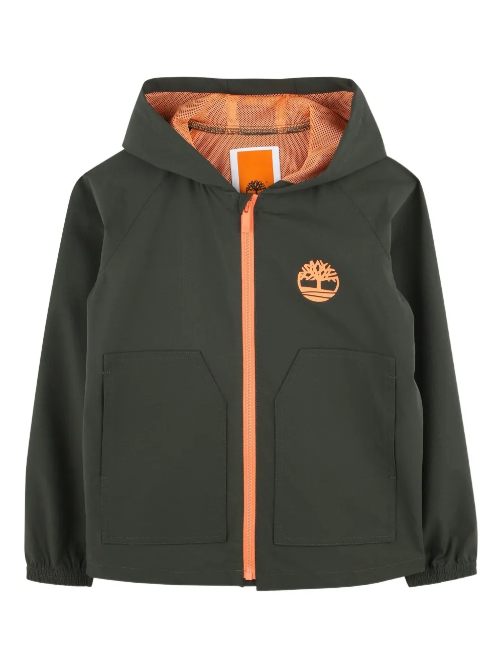 Ветровка с капюшоном и логотипом Timberland Kids, зеленый 
Ветровка с капюшоном и логотипом Timberland Kids, зеленый