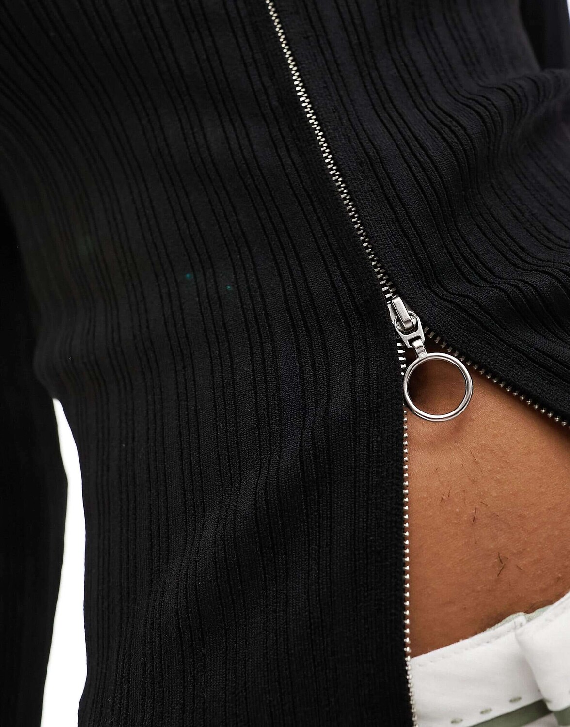 Черный вязаный топ с v-образным вырезом и молнией Pimkie
Черный вязаный топ с v-образным вырезом и молнией Pimkie