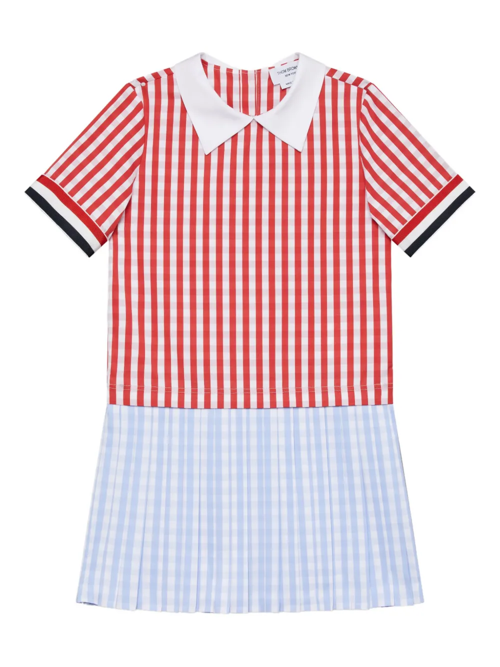 Плиссированное платье в клетку гингем Thom Browne Kids, красный
Плиссированное платье в клетку гингем Thom Browne Kids, красный