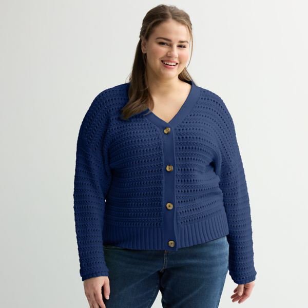 Кардиган большого размера с открытой вязкой Sonoma Goods For Life, синий
Кардиган большого размера с открытой вязкой Sonoma Goods For Life, синий