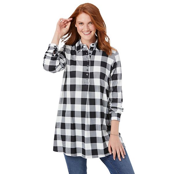 Пледовая вязаная туника с воротником plus size Woman Within, Ivory Plaid
Пледовая вязаная туника с воротником plus size Woman Within, Ivory Plaid