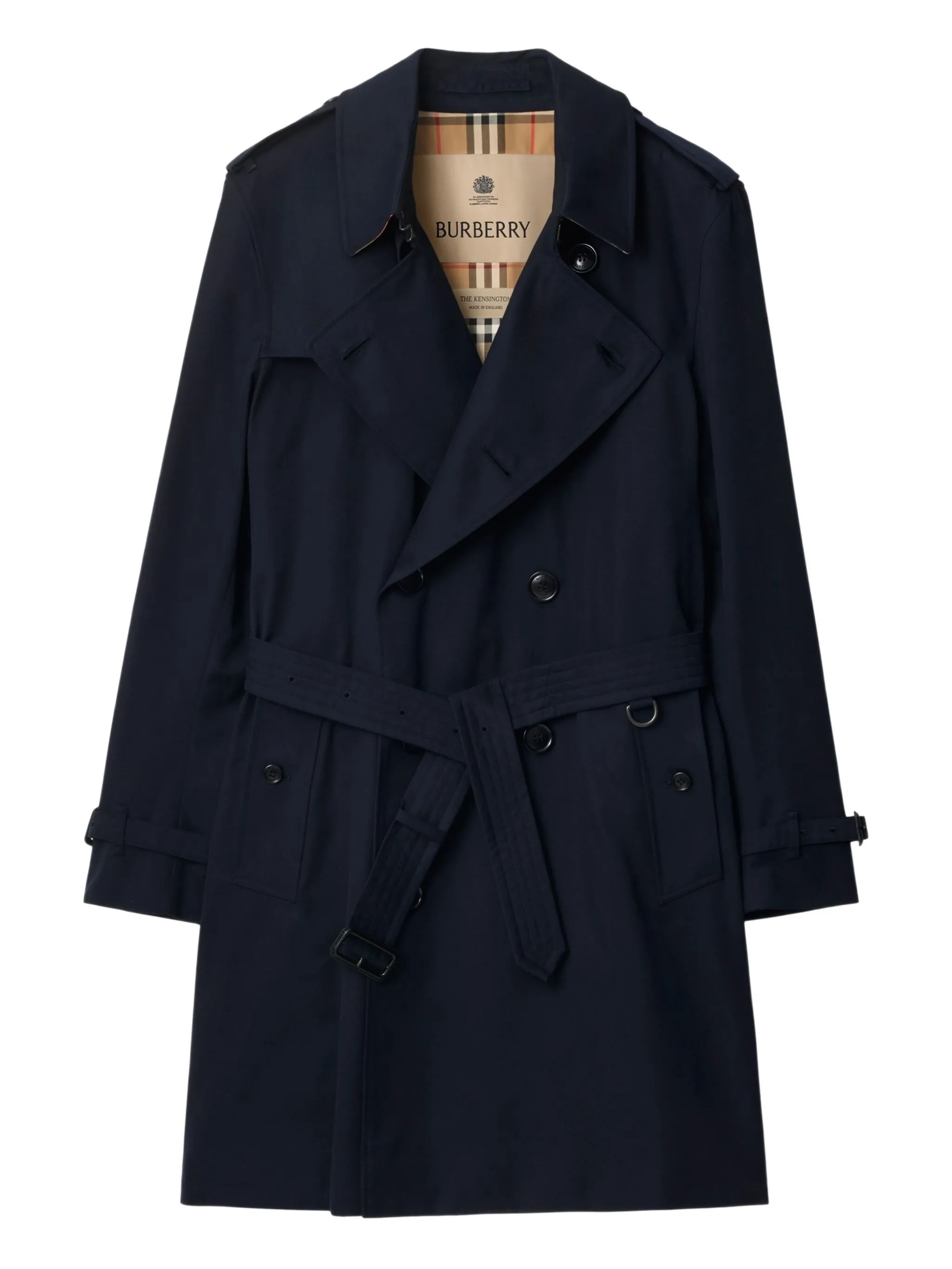 Двубортный тренч с поясом Burberry, синий
Двубортный тренч с поясом Burberry, синий