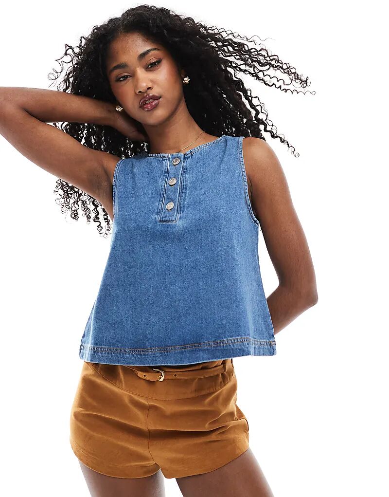 Джинсовая майка ASOS DESIGN с воротником-хенли на пуговицах
Джинсовая майка ASOS DESIGN с воротником-хенли на пуговицах