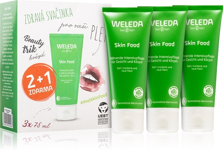 Универсальный травяной питательный крем для очень сухой кожи Weleda Skin Food, 3× 75 ml 
Универсальный травяной питательный крем для очень сухой кожи Weleda Skin Food, 3× 75 ml