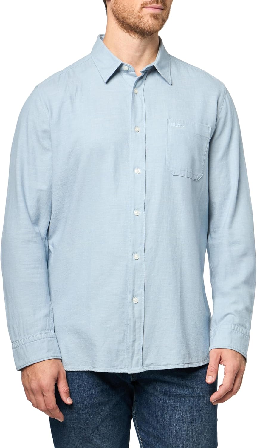 HUGO Мужская рубашка Chambray Slim Fit на пуговицах, Dust Blue
HUGO Мужская рубашка Chambray Slim Fit на пуговицах, Dust Blue