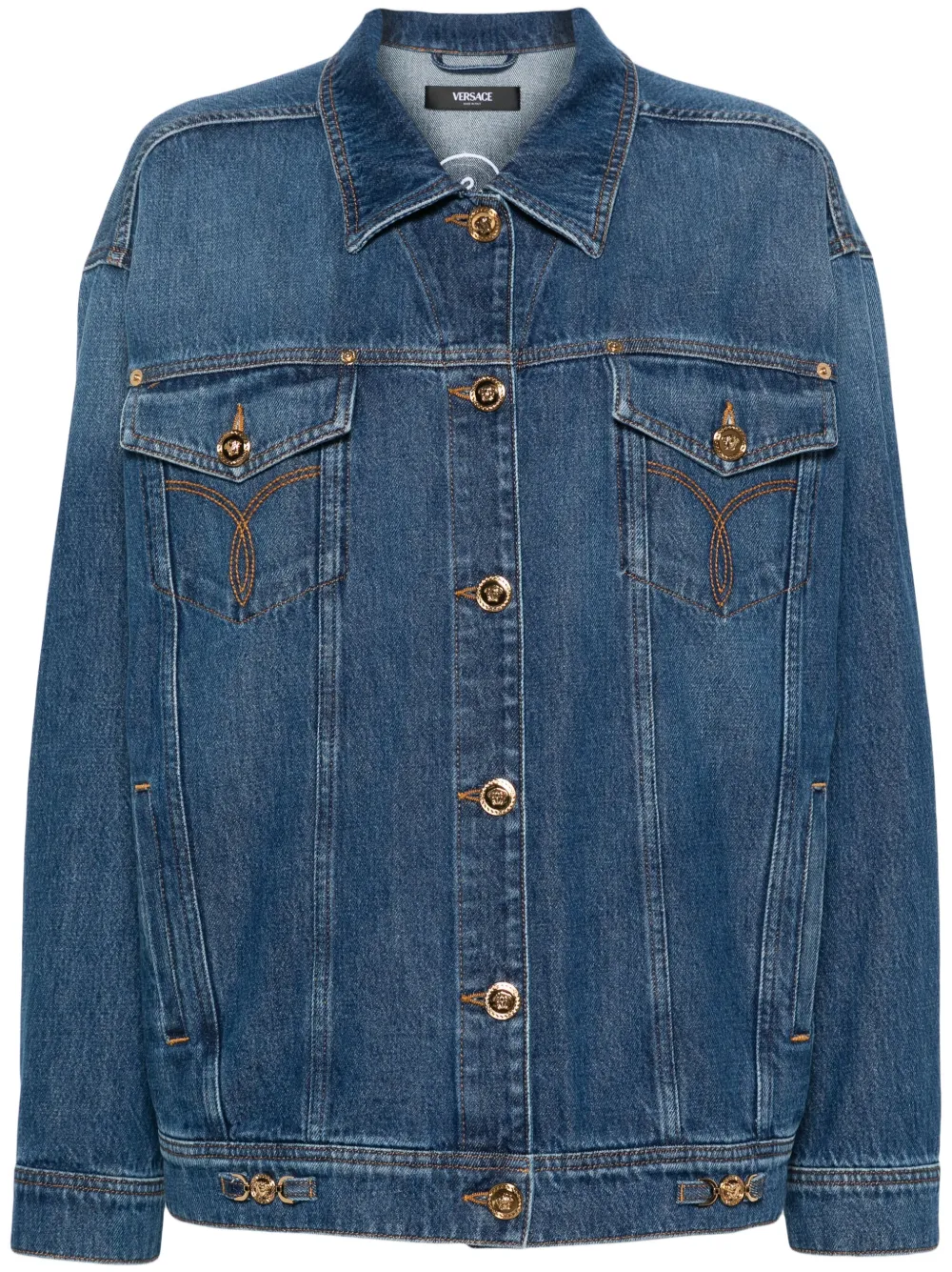 Джинсовая куртка с вышитым логотипом VERSACE, синий 
Джинсовая куртка с вышитым логотипом VERSACE, синий