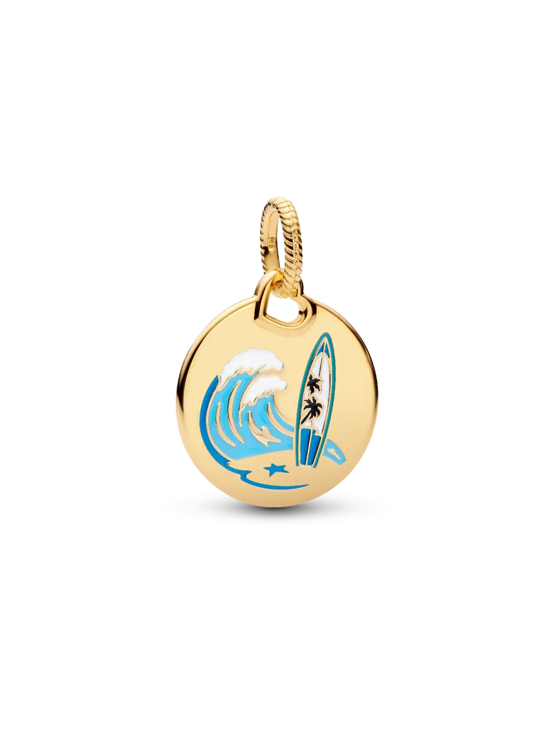 Круглая подвеска-бирка "Серфинг" Pandora, 14-каратное золотое покрытие
Круглая подвеска-бирка "Серфинг" Pandora, 14-каратное золотое покрытие