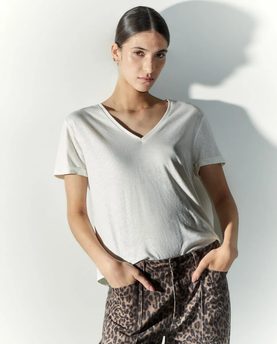 Женская футболка с коротким рукавом и V-образным вырезом Tintoretto, кремово-белый
Женская футболка с коротким рукавом и V-образным вырезом Tintoretto, кремово-белый