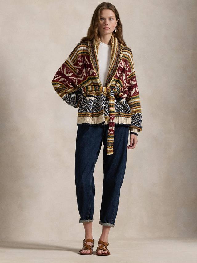 Кардиган с геометрическим поясом и воротником-шалью Ralph Lauren, цвет Tan/Blue Multi
Кардиган с геометрическим поясом и воротником-шалью Ralph Lauren, цвет Tan/Blue Multi