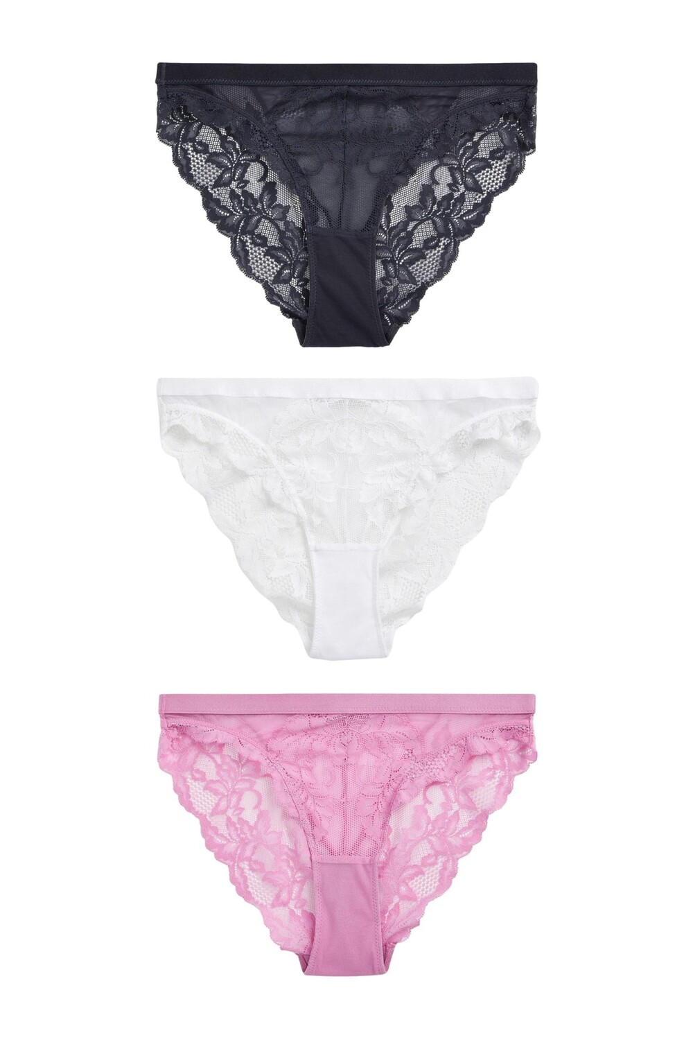 3 пары кружевных трусиков Next, серый 
3 пары кружевных трусиков Next, серый