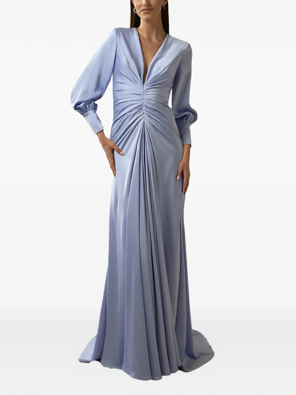 Макси-платье с V-образным вырезом и длинными рукавами Nicole Miller, фиолетовый
Макси-платье с V-образным вырезом и длинными рукавами Nicole Miller, фиолетовый