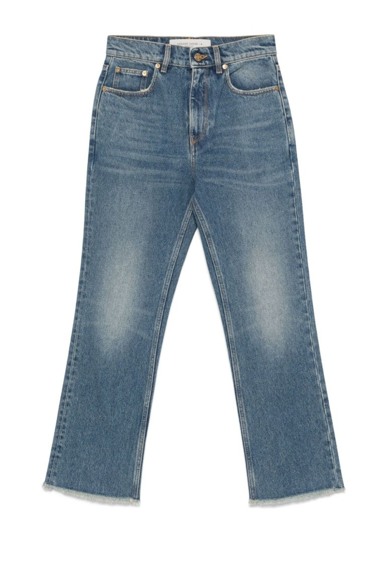 Золотистые укороченные джинсы-клеш с эффектом средней потертости Ws Golden Goose, синий
Золотистые укороченные джинсы-клеш с эффектом средней потертости Ws Golden Goose, синий