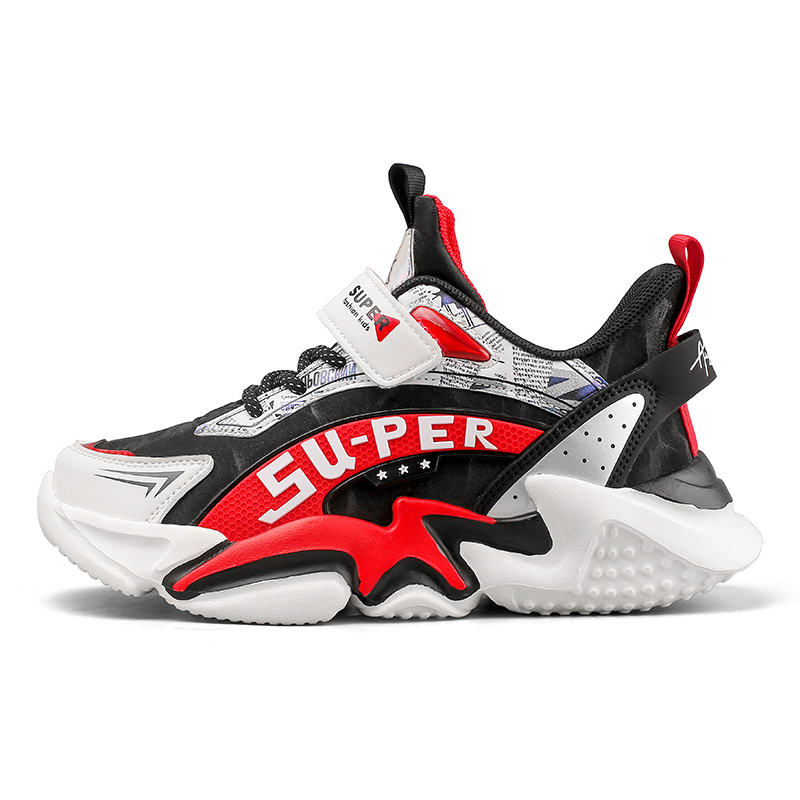 Нескользящие, амортизирующие, износостойкие, дышащие, легкие, амортизирующие, низкие повседневные кроссовки для детей Izumi Chiryū, черный/красный 
Нескользящие, амортизирующие, износостойкие, дышащие, легкие, амортизирующие, низкие повседневные кроссовки для детей Izumi Chiryū, черный/красный