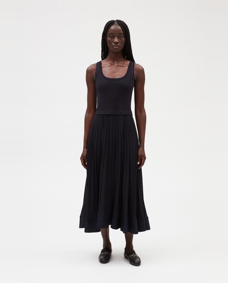 Платье миди без рукавов с плиссированной юбкой Claudie Pierlot, темно-синий
Платье миди без рукавов с плиссированной юбкой Claudie Pierlot, темно-синий