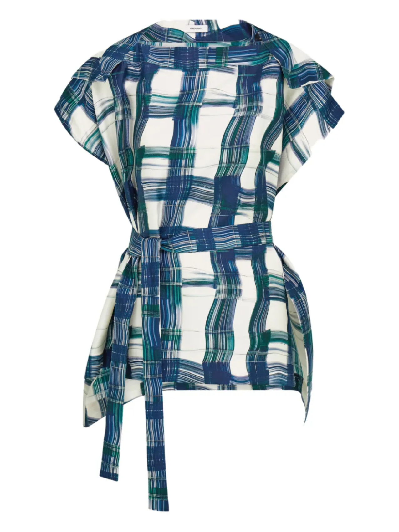 Ferragamo клетчатый топ с поясом, синий
Ferragamo клетчатый топ с поясом, синий