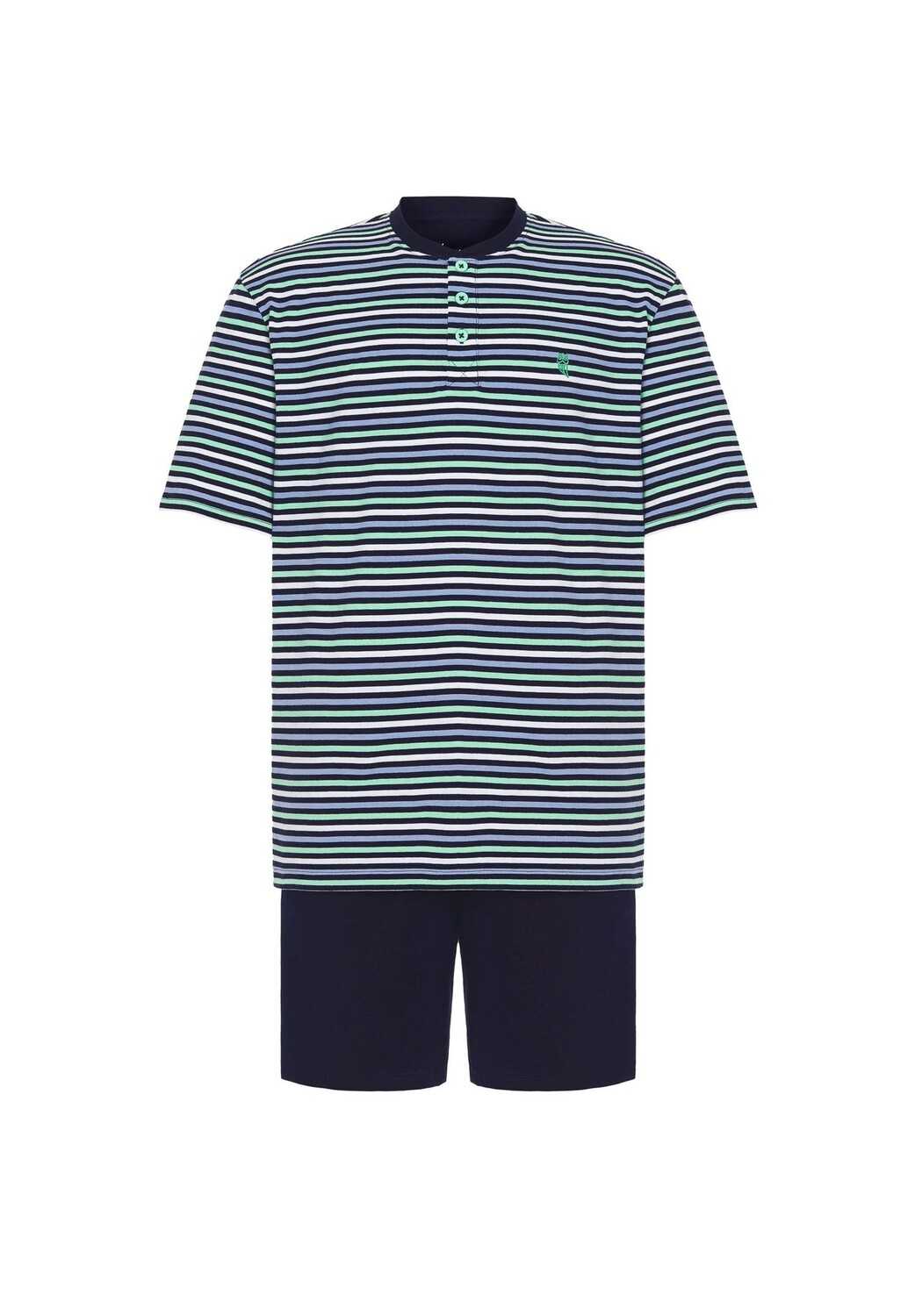 Мужская пижама с короткими пуговицами и планкой, трикотажная в полоску, зеленая El Búho NOCTURNO, зеленый
Мужская пижама с короткими пуговицами и планкой, трикотажная в полоску, зеленая El Búho NOCTURNO, зеленый