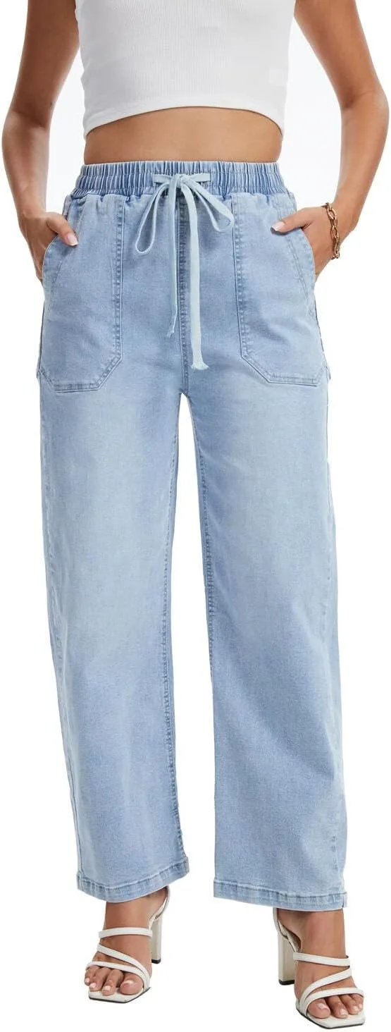 YOCUR Женские джинсы с высокой талией на резинке, широкие прямые
YOCUR Женские джинсы с высокой талией на резинке, широкие прямые