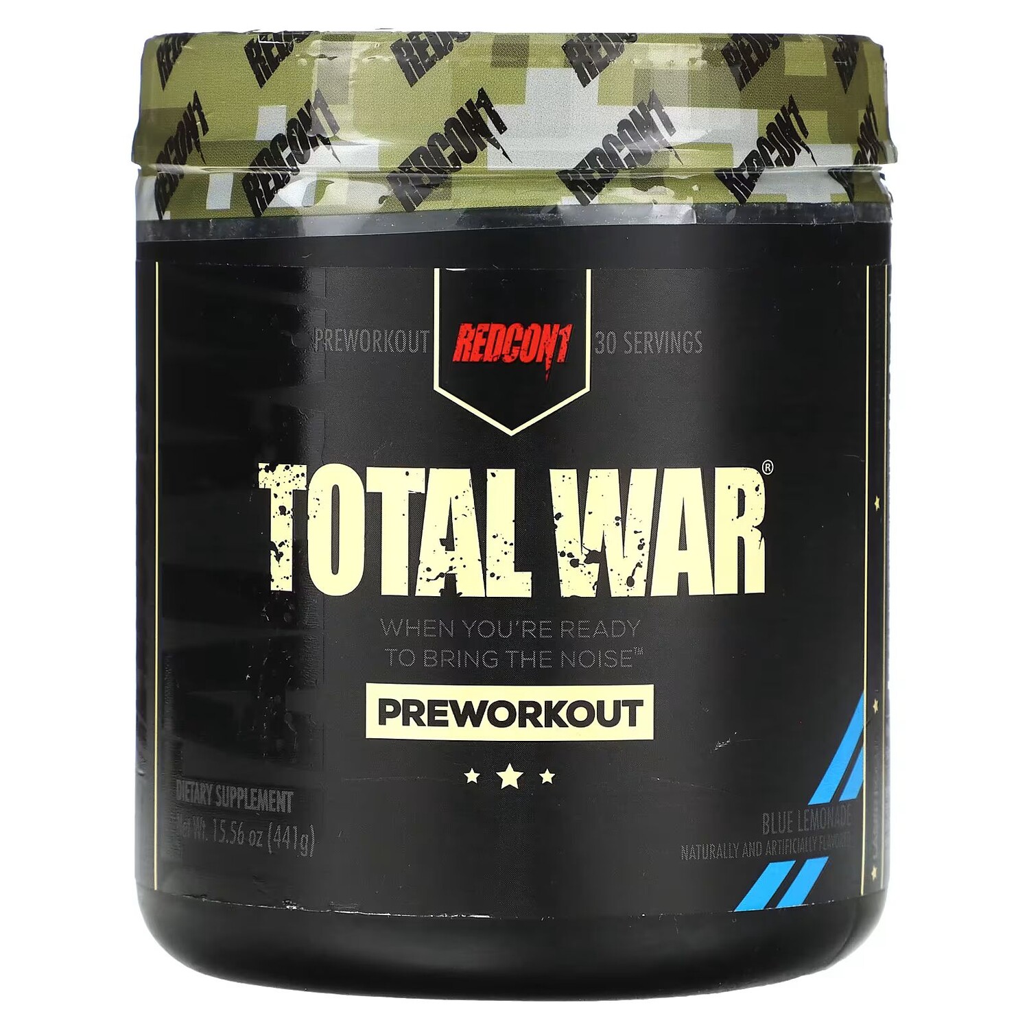 Total War, Предтренировочный комплекс, синий лимонад, 15,56 унции (441 г) Redcon1
Total War, Предтренировочный комплекс, синий лимонад, 15,56 унции (441 г) Redcon1