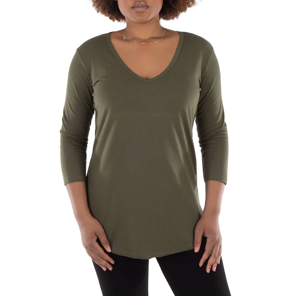 The Good Tee Оливковая туника с V-образным вырезом и рукавом 3/4
The Good Tee Оливковая туника с V-образным вырезом и рукавом 3/4