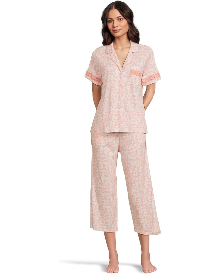 Пижама Karen Neuburger Notch Collar And Capri Pajama Set With Eyelet Inserts, цвет Castle Grounds Ditsy 
Пижама Karen Neuburger Notch Collar And Capri Pajama Set With Eyelet Inserts, цвет Castle Grounds Ditsy