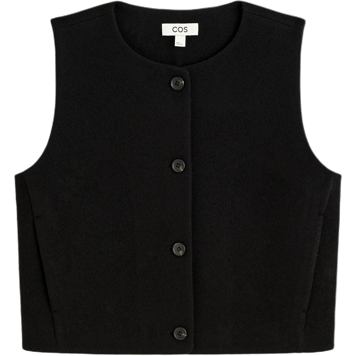 COS Женские жилетки Black с круглым вырезом для делового костюма
COS Женские жилетки Black с круглым вырезом для делового костюма