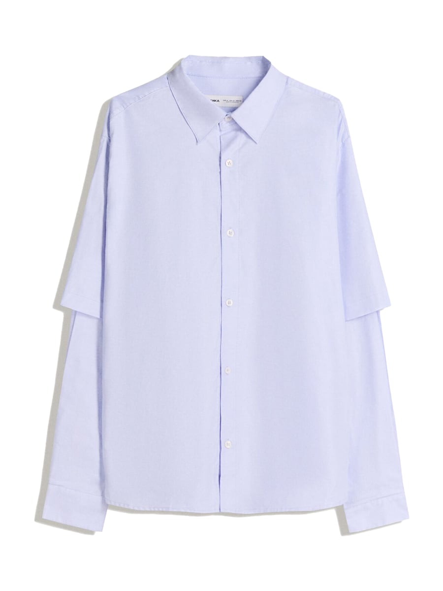 Рубашка на пуговицах Comfort fit Bershka, пыльно-синий
Рубашка на пуговицах Comfort fit Bershka, пыльно-синий