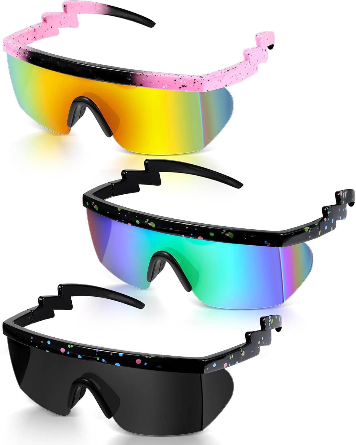 Frienda 3 пары ретро-солнцезащитных очков без оправы в стиле 80-х и 90-х, зигзагообразные солнцезащитные очки с цветными прозрачными линзами для мужчин и женщин, Dark Color
Frienda 3 пары ретро-солнцезащитных очков без оправы в стиле 80-х и 90-х, зигзагообразные солнцезащитные очки с цветными прозрачными линзами для мужчин и женщин, Dark Color