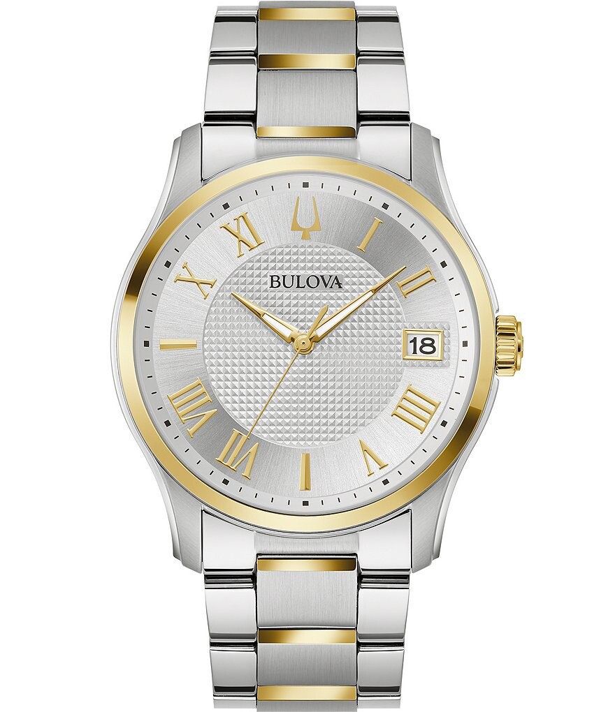 Bulova Мужские кварцевые аналоговые двухцветные часы-браслет Wilton из нержавеющей стали, мультиколор
Bulova Мужские кварцевые аналоговые двухцветные часы-браслет Wilton из нержавеющей стали, мультиколор