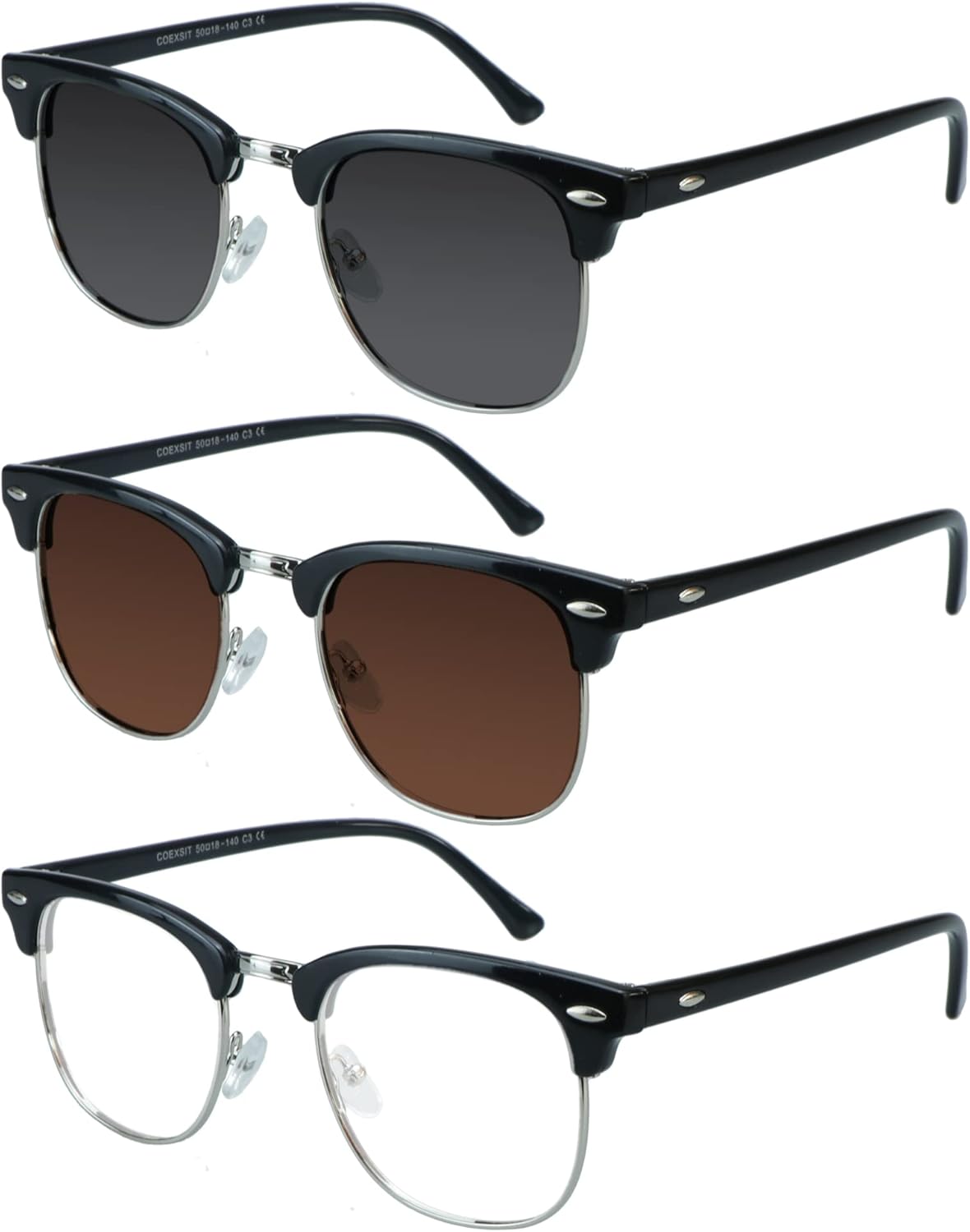 YEIN Набор из 3 квадратных солнцезащитных очков для женщин и мужчин в стиле ретро, модные линзы 3 цветов (включая очки для защиты от синего света), Coexist_black Silver
YEIN Набор из 3 квадратных солнцезащитных очков для женщин и мужчин в стиле ретро, модные линзы 3 цветов (включая очки для защиты от синего света), Coexist_black Silver