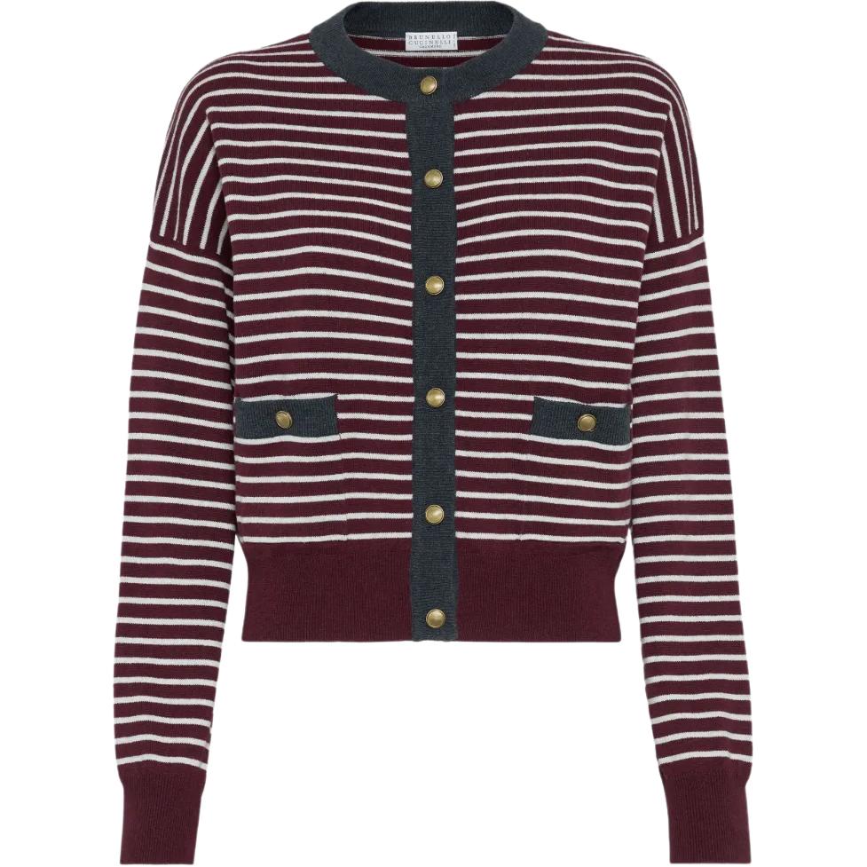 Полосатый кардиган Brunello Cucinelli, красный
Полосатый кардиган Brunello Cucinelli, красный