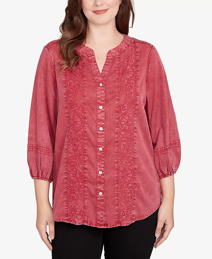 Топ Petite Artisan с вышитыми пуговицами спереди Ruby Rd., красный
Топ Petite Artisan с вышитыми пуговицами спереди Ruby Rd., красный