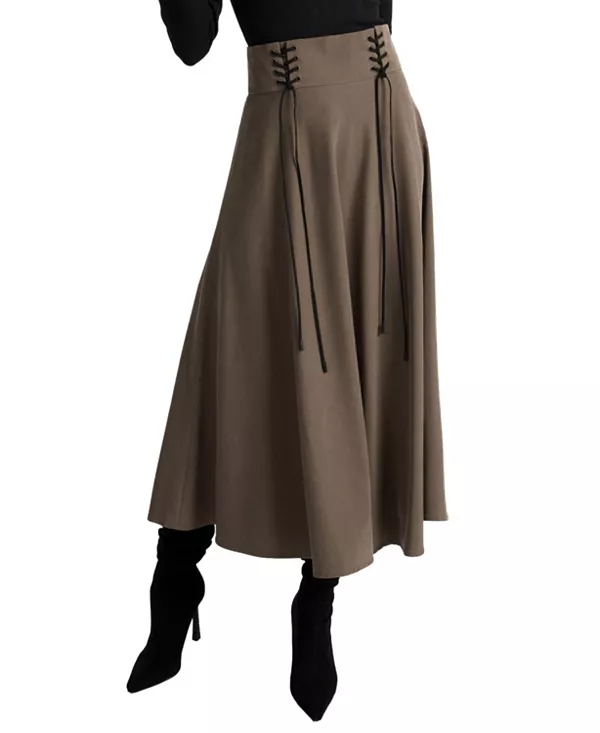 Пышная юбка-миди Aster с кожаной шнуровкой. Santorelli, коричневый
Пышная юбка-миди Aster с кожаной шнуровкой. Santorelli, коричневый