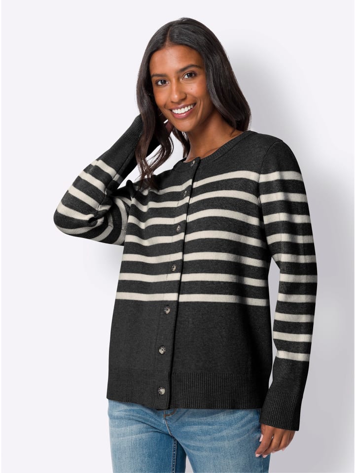 Кардиган в полоску черного и бежевого цветов Heine
Кардиган в полоску черного и бежевого цветов Heine