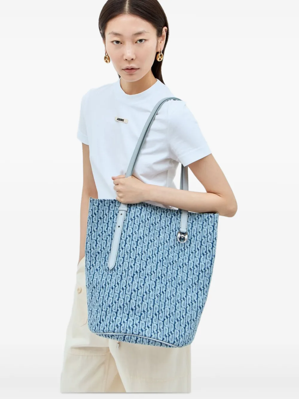 Жаккардовая сумка-тоут Rabanne, синий 
Жаккардовая сумка-тоут Rabanne, синий