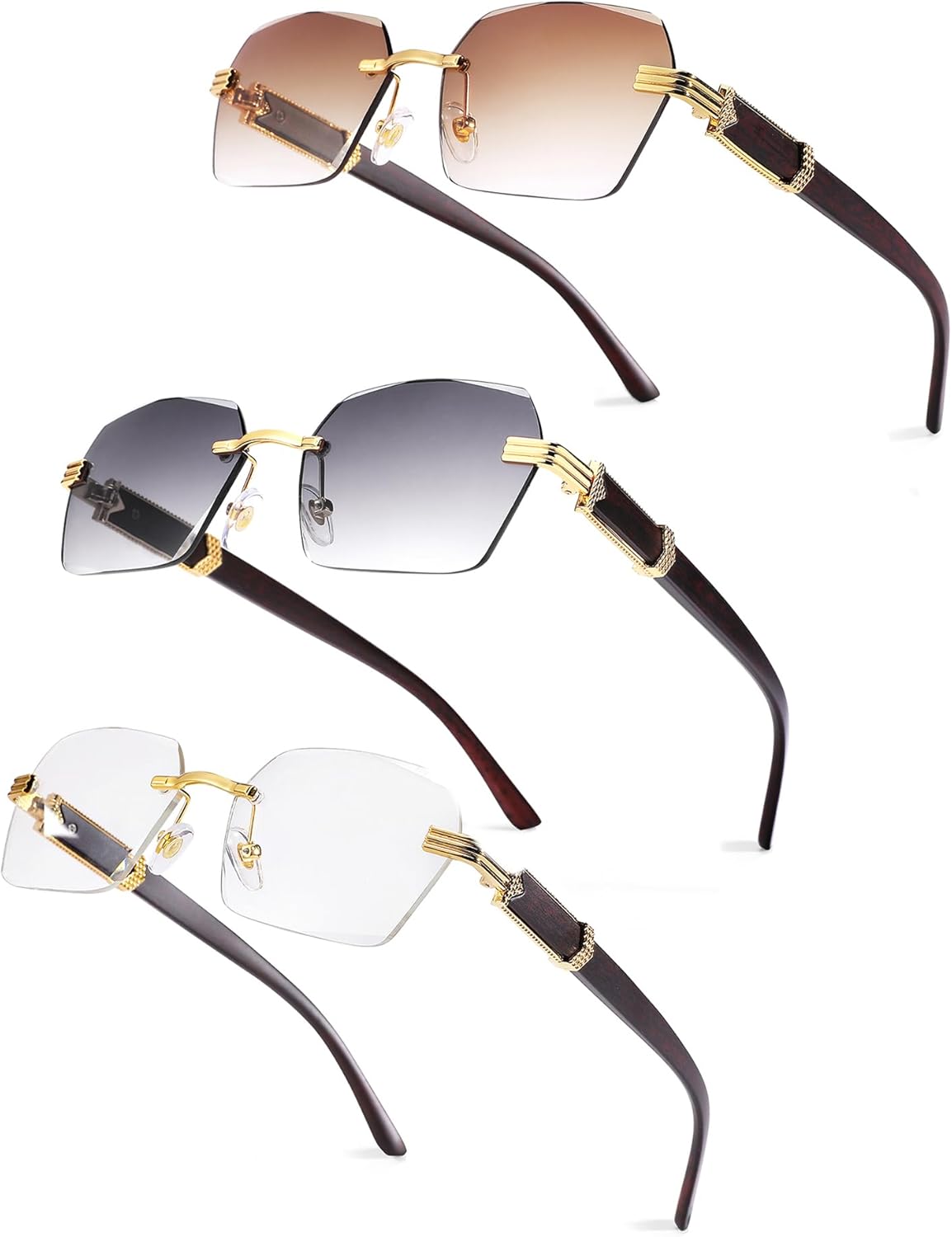 Солнцезащитные очки Pro Acme без оправы, прямоугольной формы, для мужчин и женщин, шестиугольные солнцезащитные очки, безрамочные очки в стиле Y2K, A1 3 Pack (Clear + Grey Gradient + Brown Gradient)
Солнцезащитные очки Pro Acme без оправы, прямоугольной формы, для мужчин и женщин, шестиугольные солнцезащитные очки, безрамочные очки в стиле Y2K, A1 3 Pack (Clear + Grey Gradient + Brown Gradient)