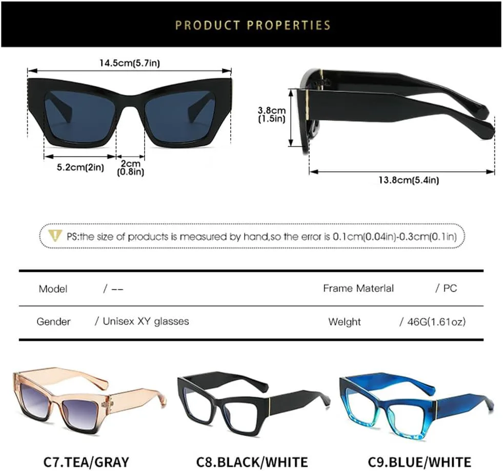 Солнцезащитные очки «Кошачий глаз» для женщин и мужчин, винтажные, роскошные, женские, вогнутые, с защитой от УФ-излучения UV400, SUN1804 Generic, Blue Clear
Солнцезащитные очки «Кошачий глаз» для женщин и мужчин, винтажные, роскошные, женские, вогнутые, с защитой от УФ-излучения UV400, SUN1804 Generic, Blue Clear